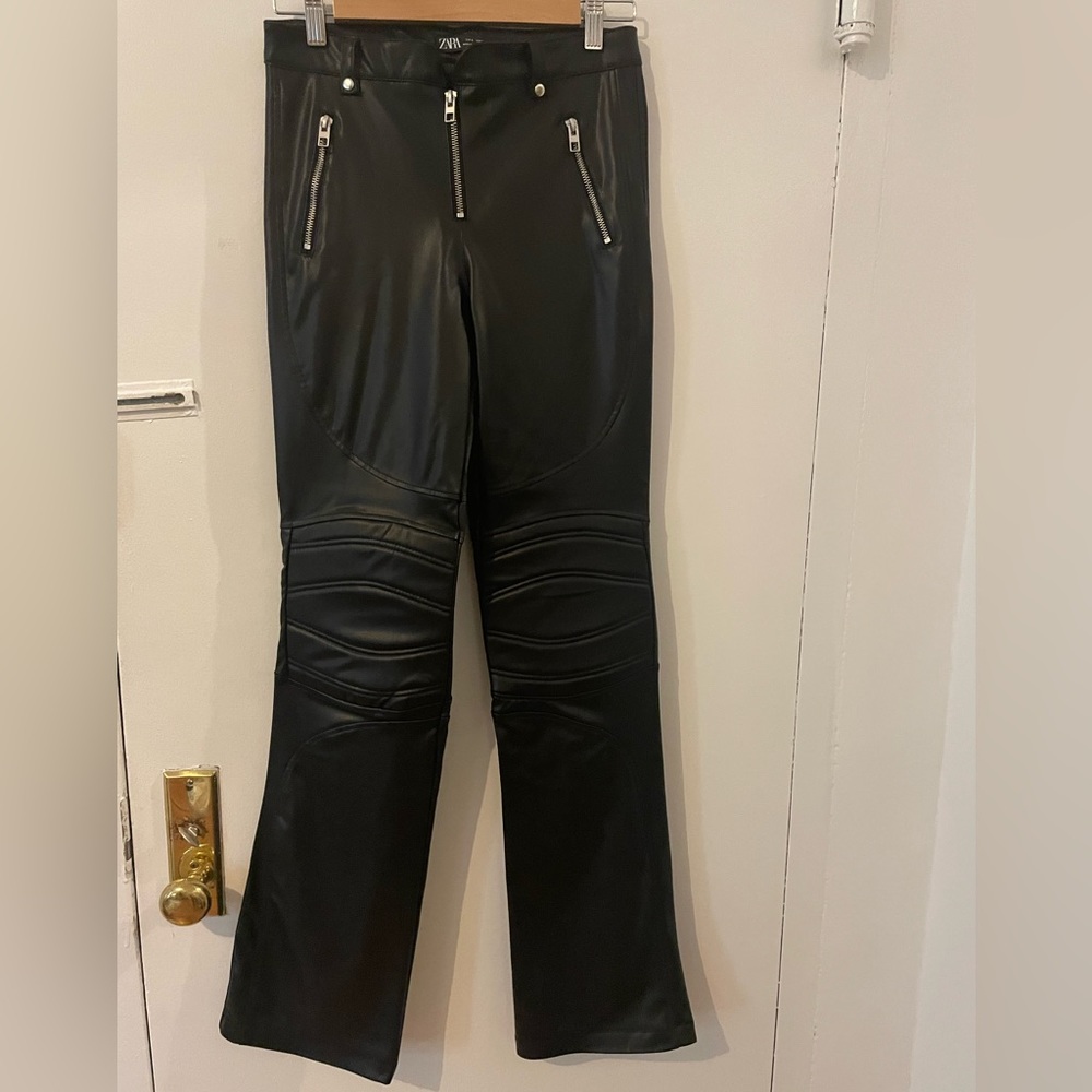 Faux leather moto pants Zara Sz Small